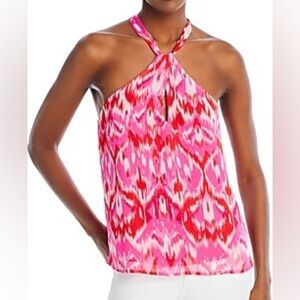 NEW Aqua Ikat Print Halter Top Size Medium